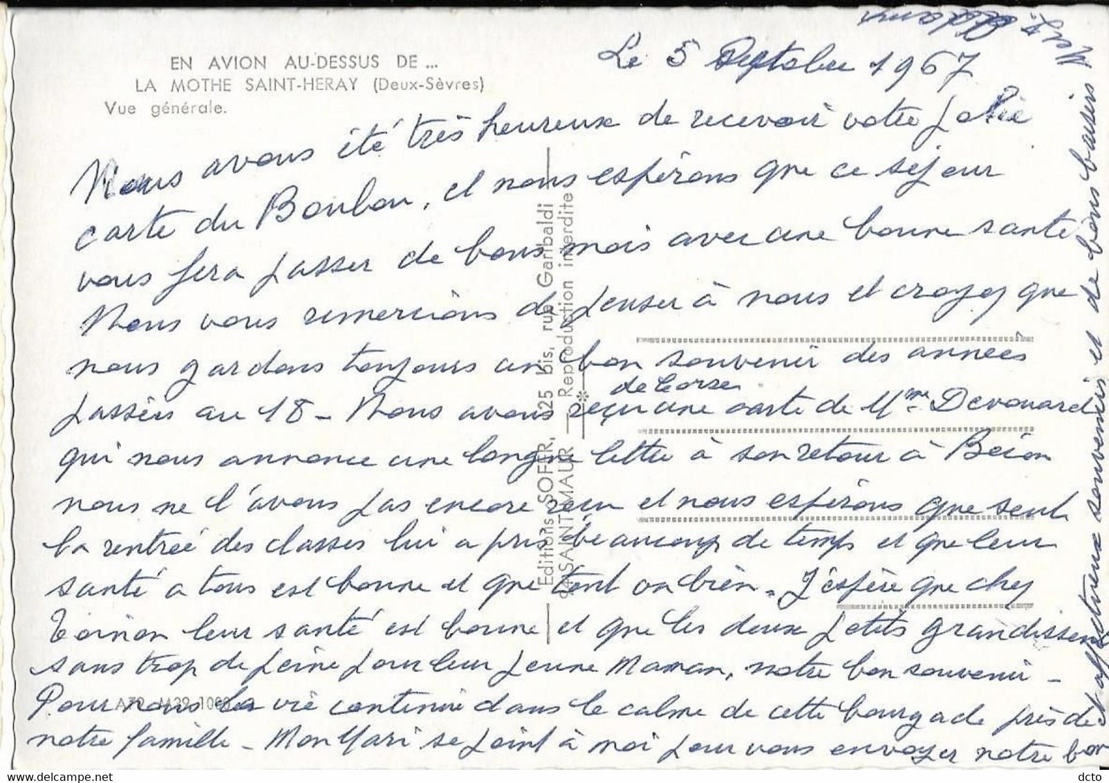 En Avion Au Dessus De... LA MOTHE-ST-HERAY (79) Vue Générale Sofer, Cpsm GF, Envoi 1967 - La Mothe Saint Heray