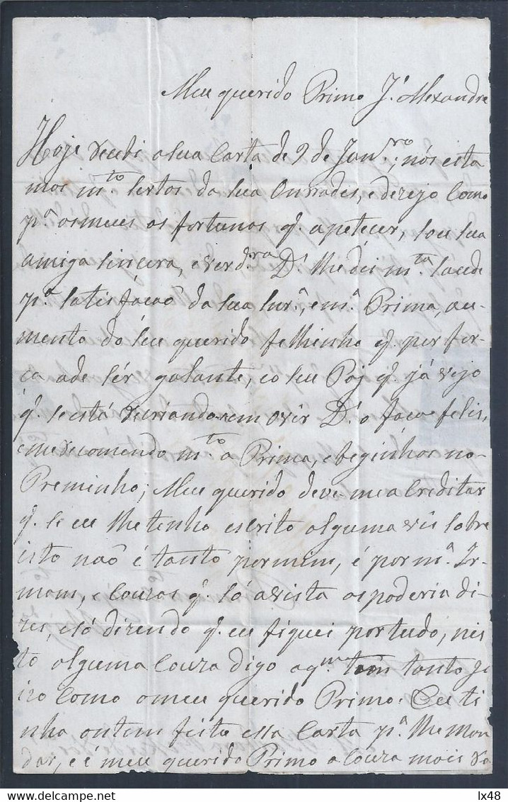 Carta Com Rara Obliteração De Barras 217 E Nominal De Tavira Para Vila Nova De Portimão Em 1859. - Storia Postale