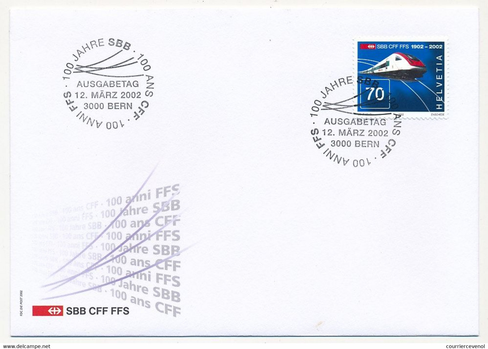 SUISSE -  FDC 2000 - Série "100 Jahre SBB" (Chemins De Fer Suisses) - 2 Enveloppes - FDC