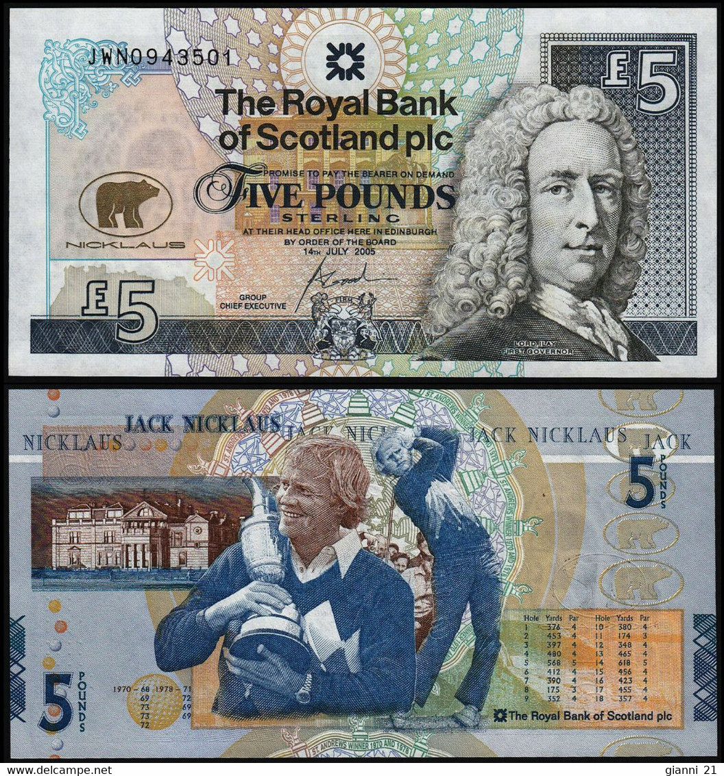 ♛ SCOTLAND - 5 Pounds 2005 {Jack William Nicklaus Retirement From Golf} UNC P.365 - 5 Pounds