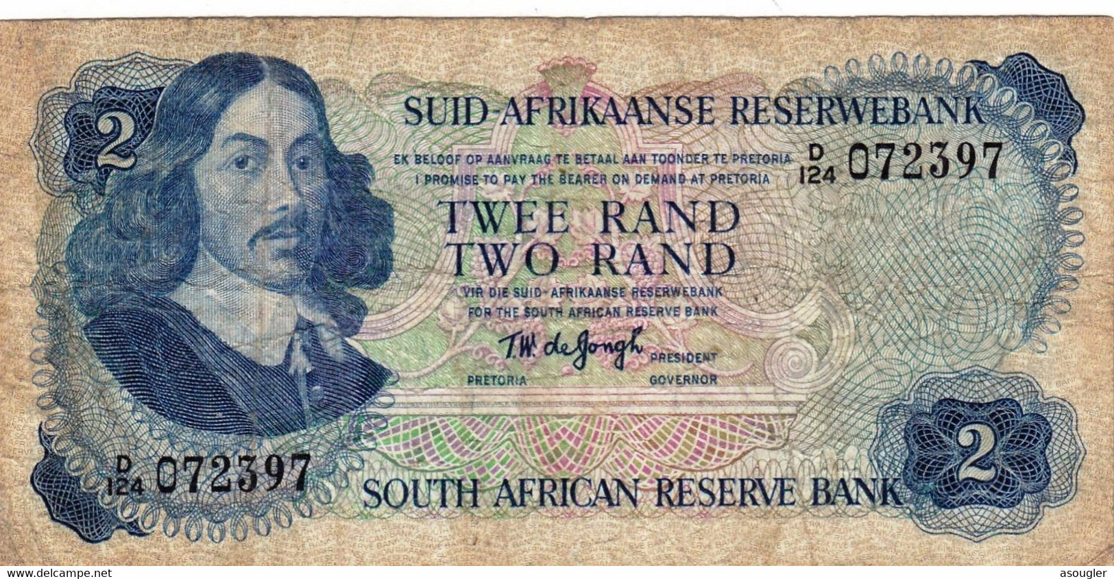 SOUTH AFRICA 2 RAND ND (1974-76) P-117a VG-F (Free Shipping Via Regular Air Mail (buyer Risk) - South Africa