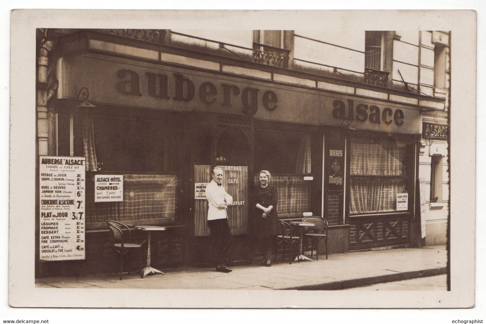 Paris - Carte-photo - Auberge Alsace - 13, Rue Des Deux Gares (Xe Arrondissement) - Vue Unique - Cafés, Hotels, Restaurants