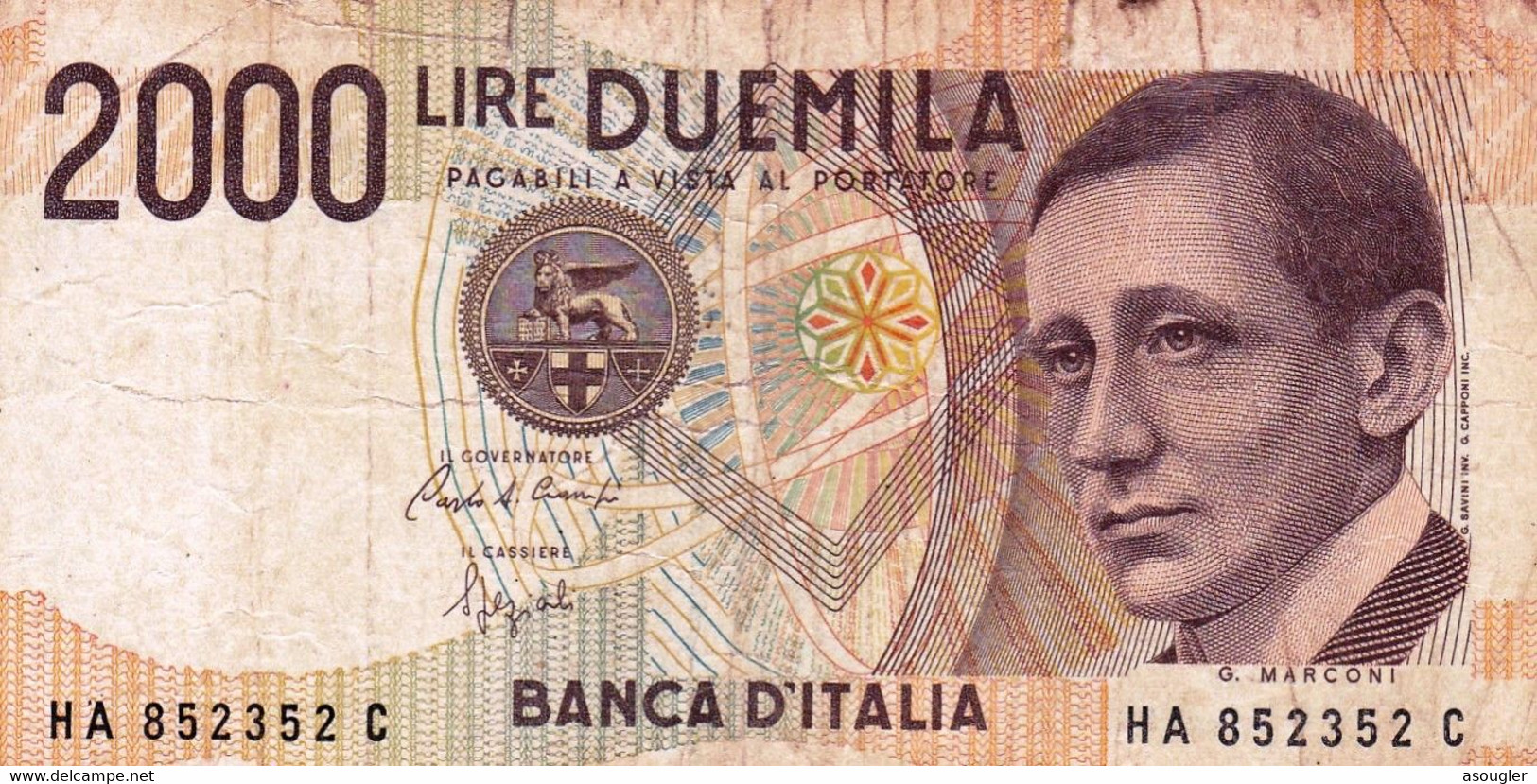 ITALY 2000 LIRE 1990 P-115 F "free Shipping Via REGULAR Air Mail (buyer Risk)" - 2000 Liras