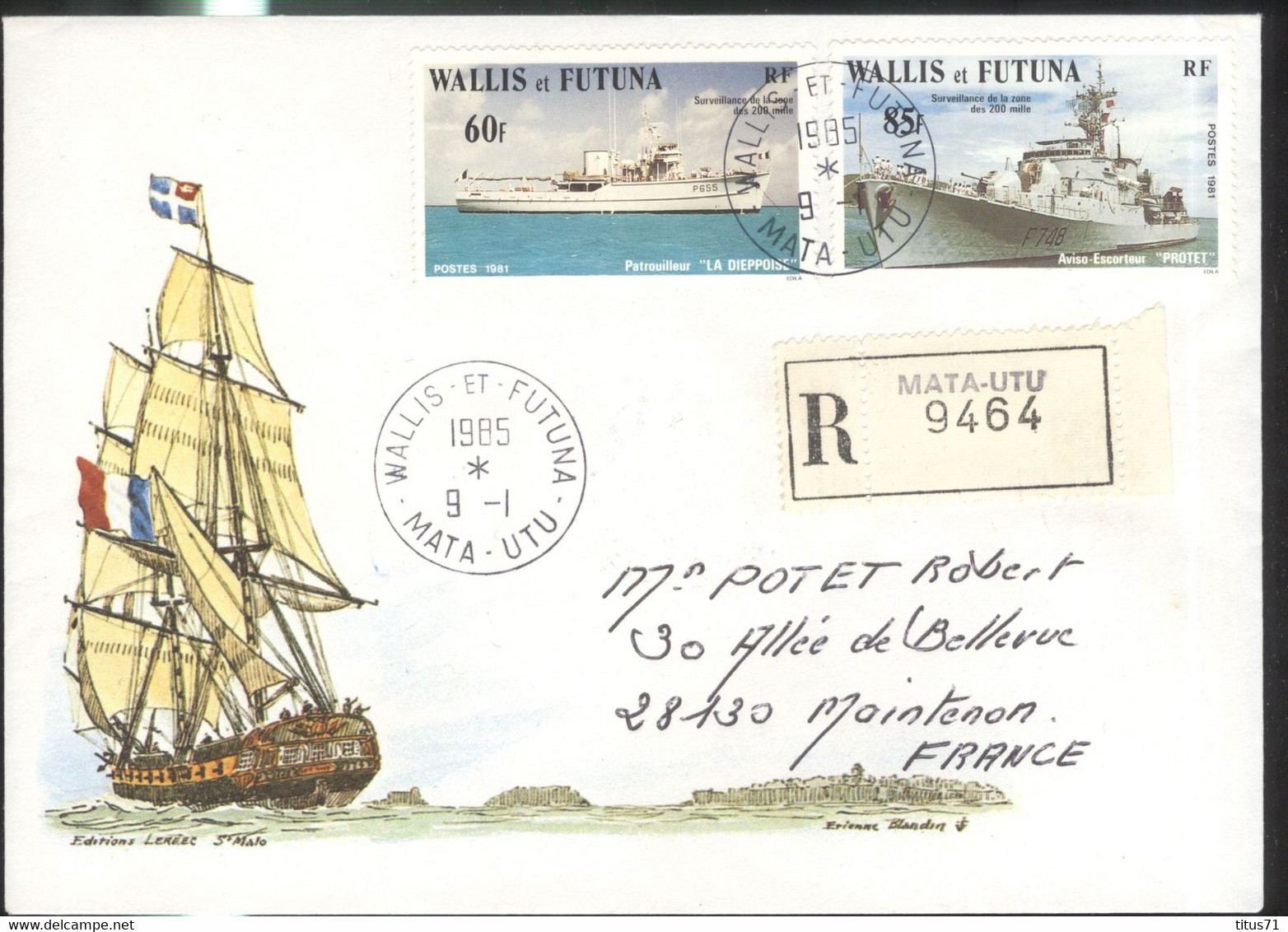 Lettre Philatélique Wallis Et Futuna 1985 - Thème Voiliers / Sailboat - Other & Unclassified