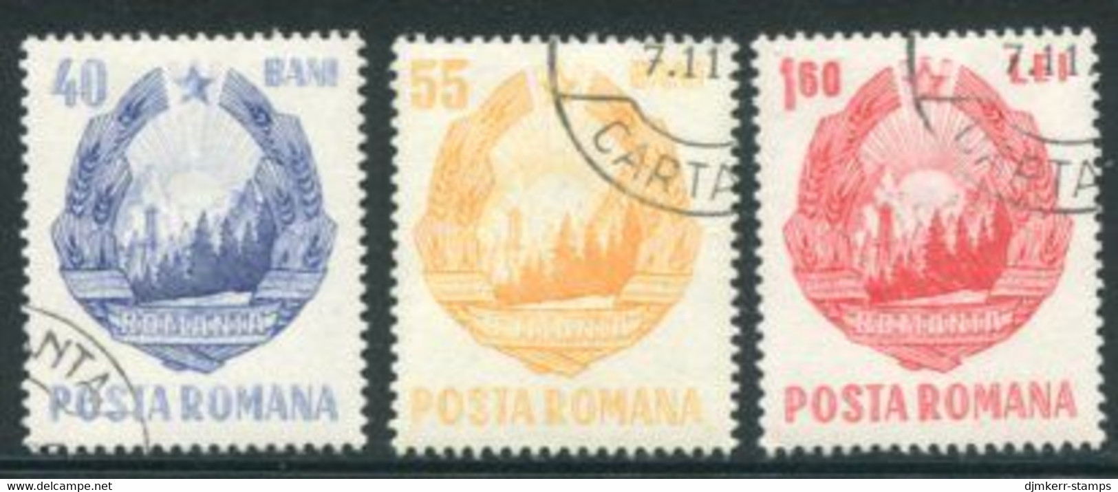 ROMANIA 1967 State Arms Used.  Michel 2631-33 - Usado