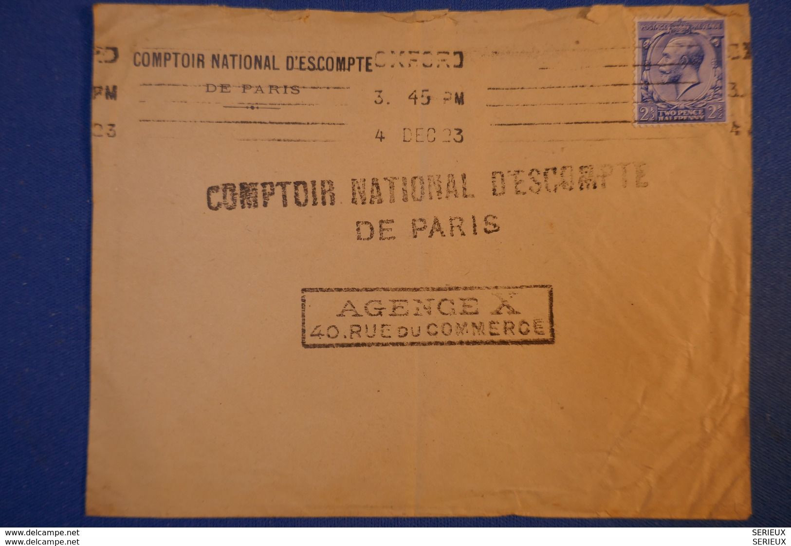256 GRANDE BRETAGNE LETTRE 1923 POUR PARIS RARE AFFRANCHISSEMENT MECANIQUE - Zonder Classificatie