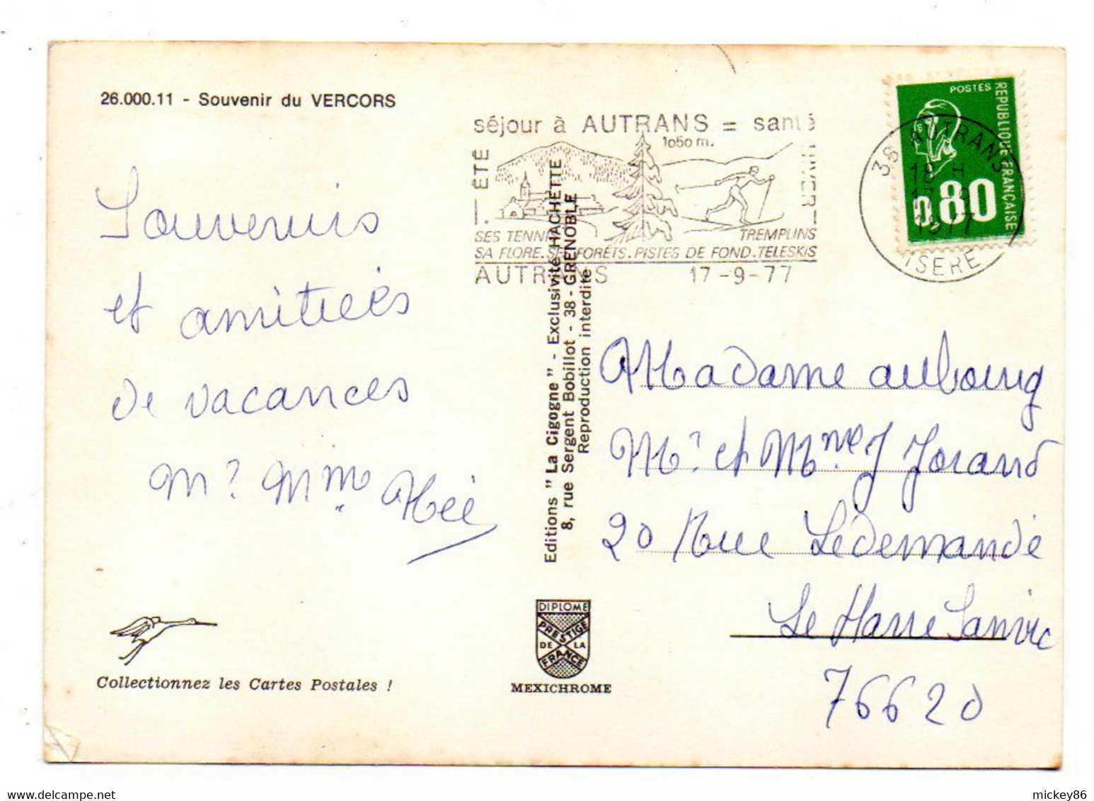Souvenir Du VERCORS--1977---Multivues  (cimetière Résistance)--.cachet AUTRANS-38 ..à  Saisir - History
