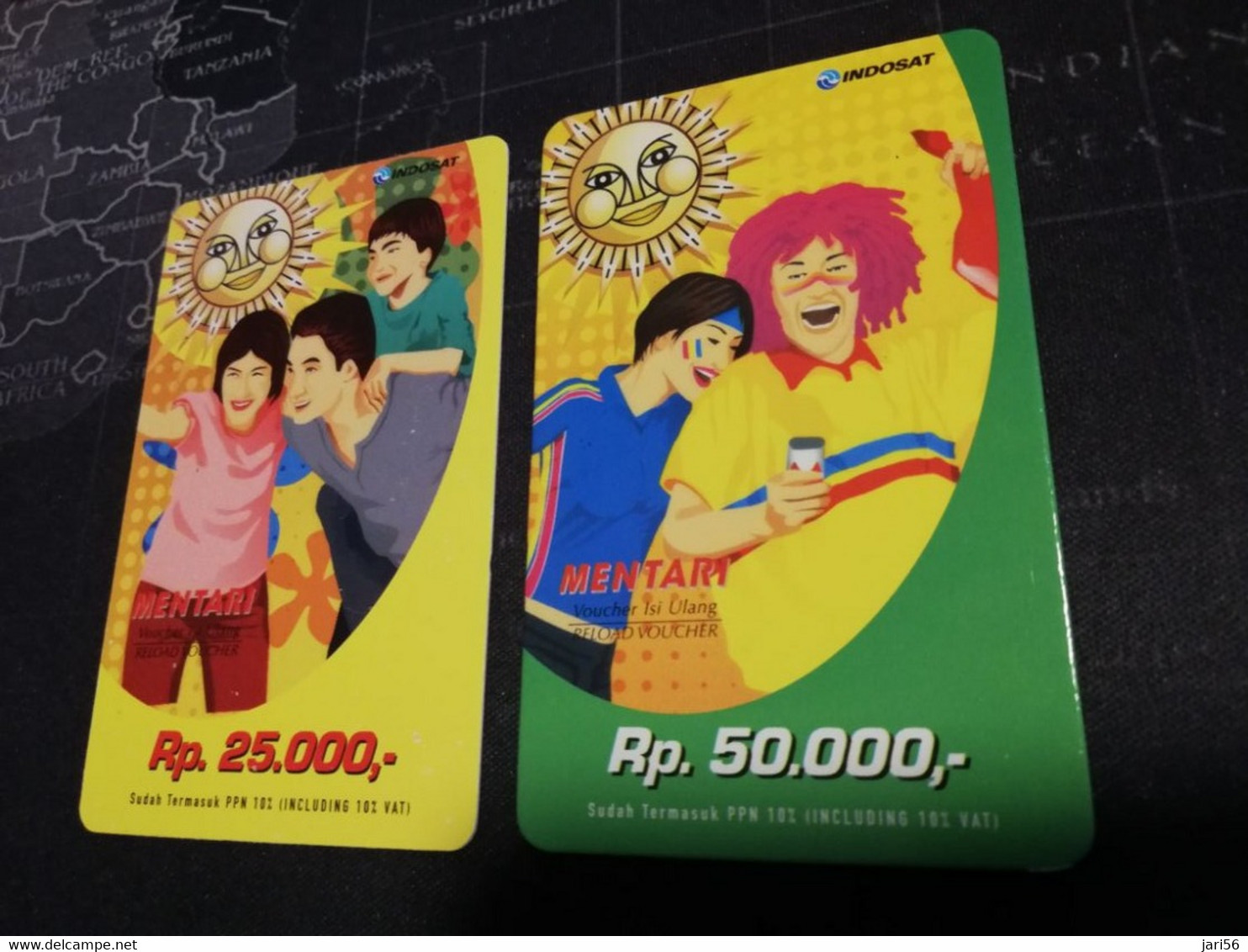 INDONESIA  2 Used Cards  MENTARI RP 25.000 RP 50.000       Fine Used Cards   **3789 ** - Indonesië