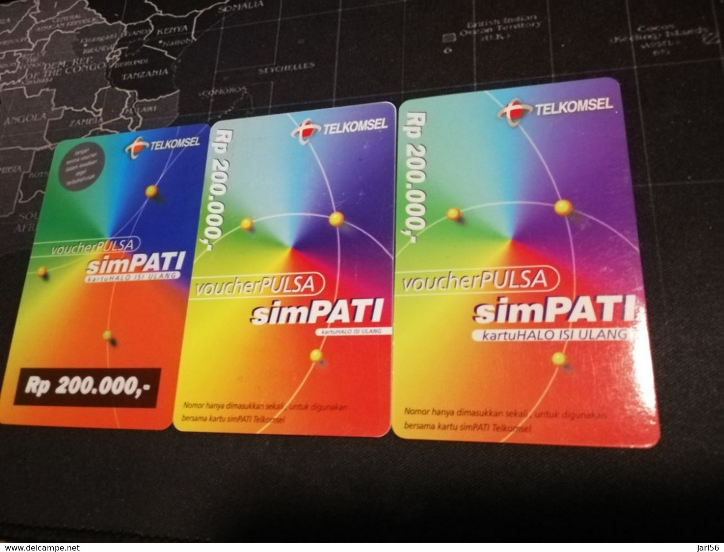 INDONESIA  3 Used Cards  TELKOMSEL RP 25.000 RP 100.000 RP 100.000       Fine Used Cards   **3792 ** - Indonesië