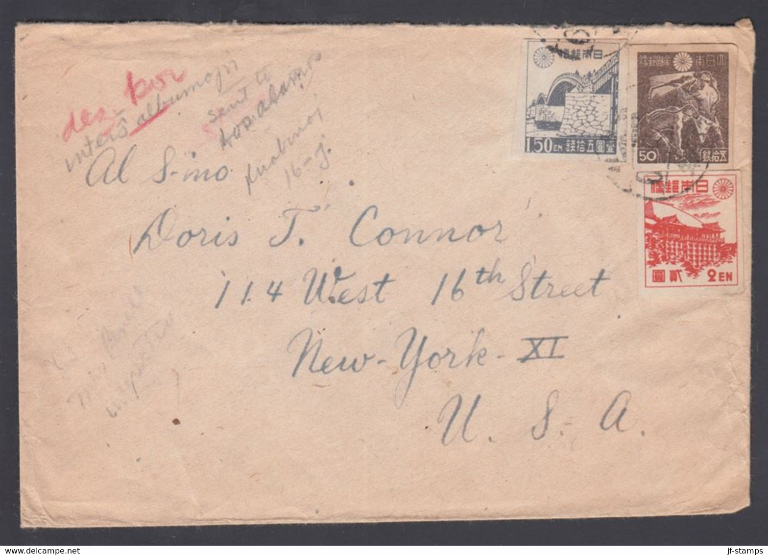 1946. JAPAN. 2 EN, 50 S, 1,50 EN On Cover To New York, USA. (Michel 355+) - JF367889 - Lettres & Documents