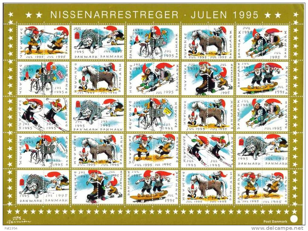 Feuille De Vignettes De Noël Du Danemark 1995 Neuve - Abarten Und Kuriositäten