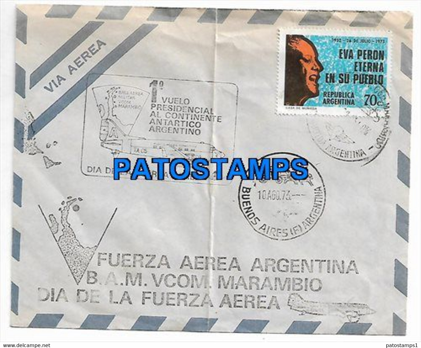 147253 ARGENTINA BUENOS AIRES COVER 1973 CANCEL 1º VUELO PRESIDENCIAL AVIATION BASE MARAMBIO ANTARTIDA NO POSTCARD - Cartas & Documentos