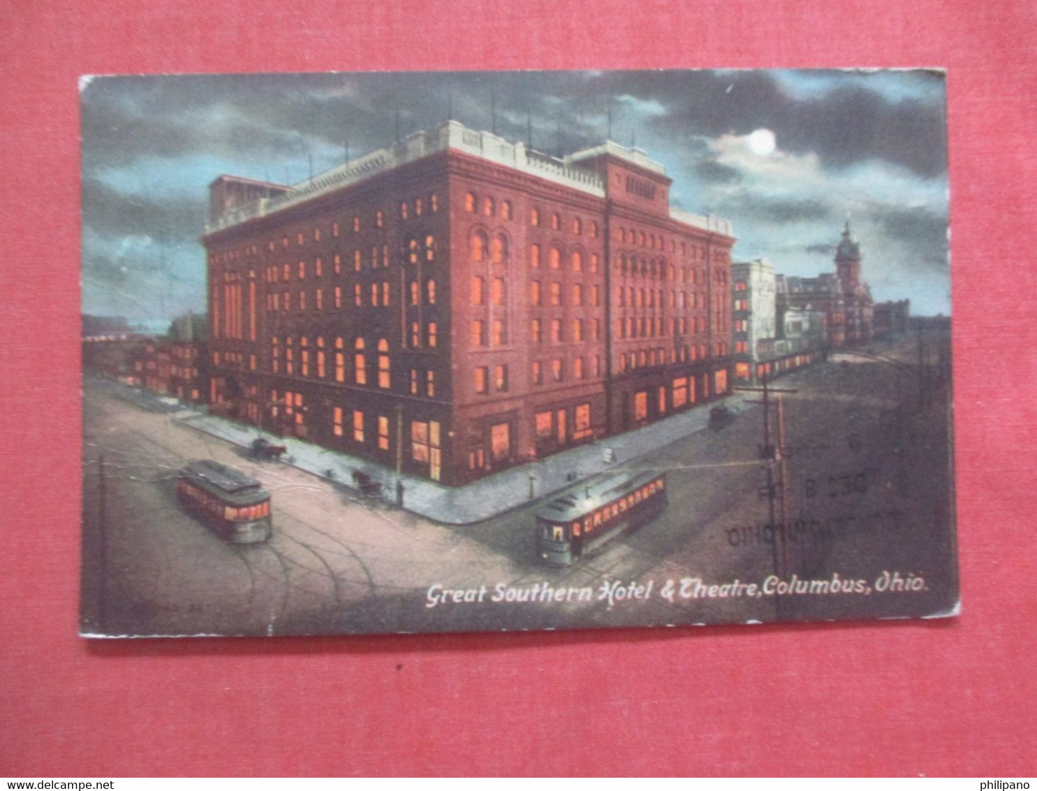 Night View  Trolley  Great Southern Hotel & Theatre    - Ohio > Columbus  Ref 4491 - Columbus