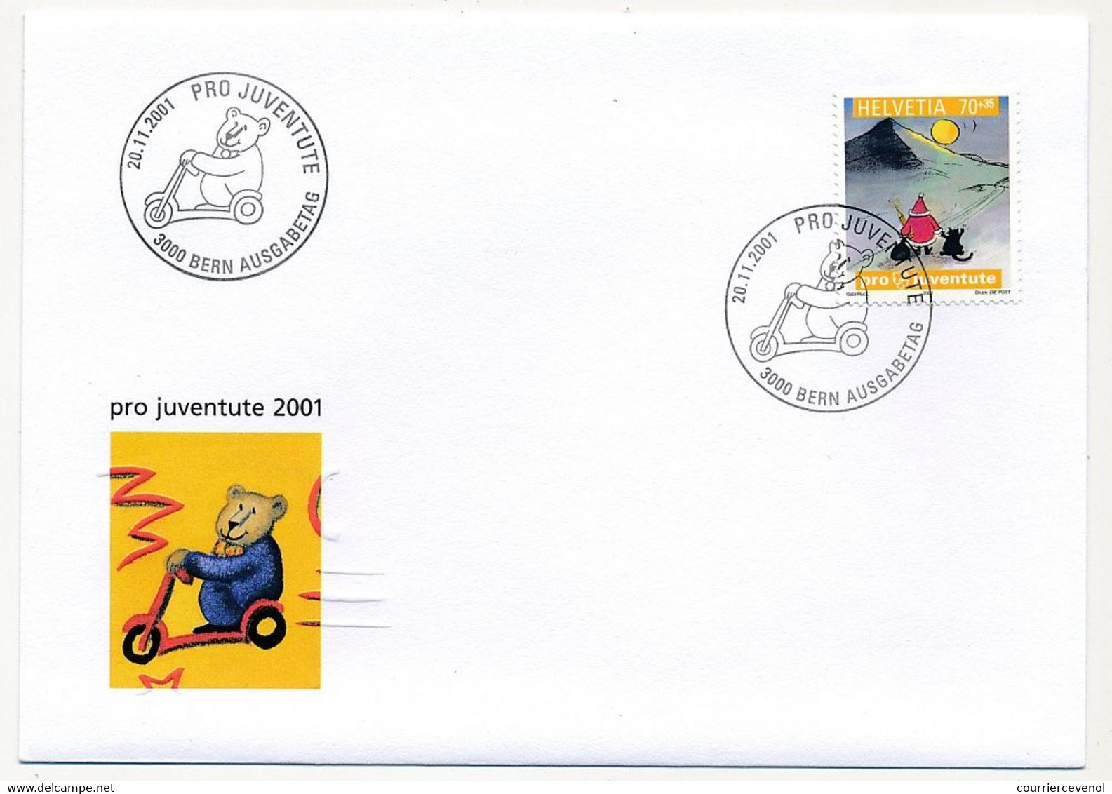 SUISSE -  FDC 2001 - Pro Juventute 2001 - BERNE 20/11/2001 - 5 Enveloppes (2 Séries) - FDC