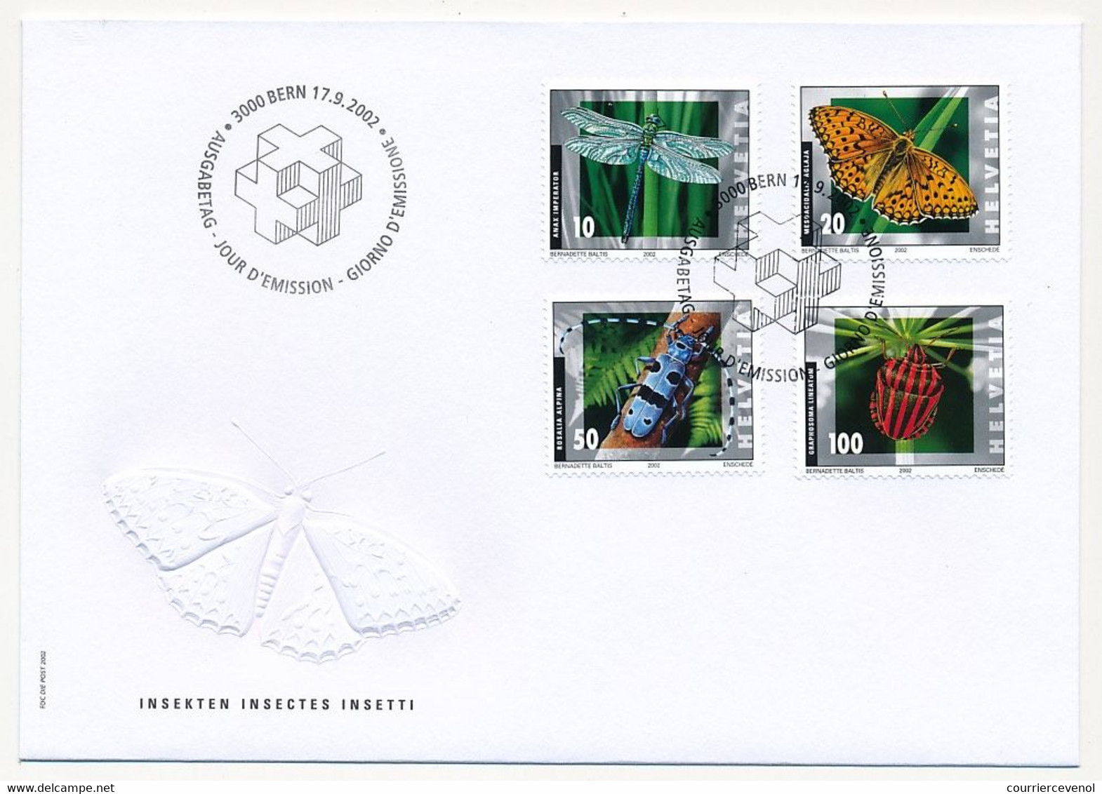SUISSE -  FDC 2002 - Insectes - Berne 17/9/2002 - 1 Enveloppe - Other & Unclassified