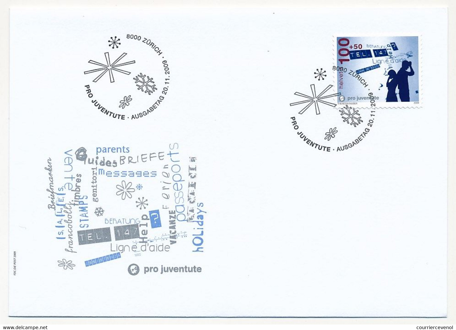 SUISSE -  FDC 2009 - Pro Juventute - 5 Enveloppes (2 Séries) - FDC