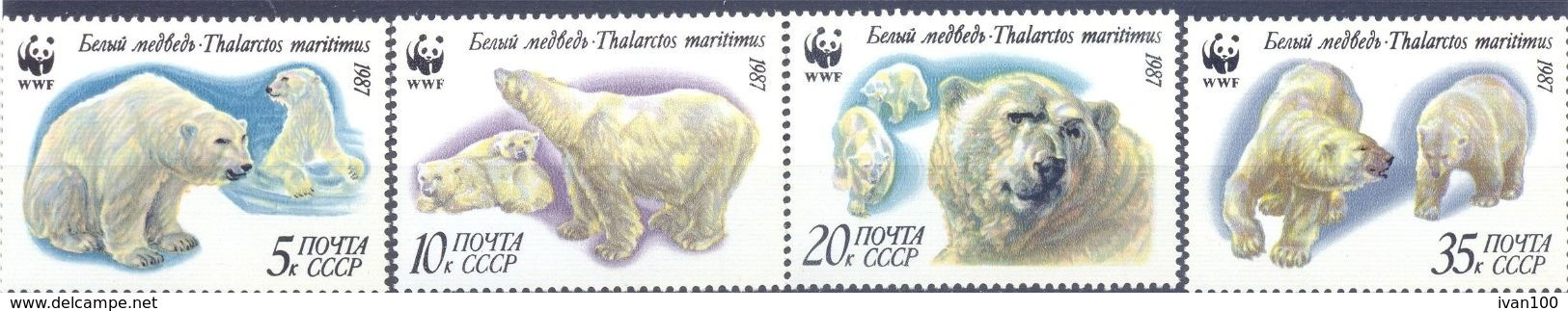 1987. USSR/Russia, WWF, Polar Bears, 4v, Mint/** - Ongebruikt