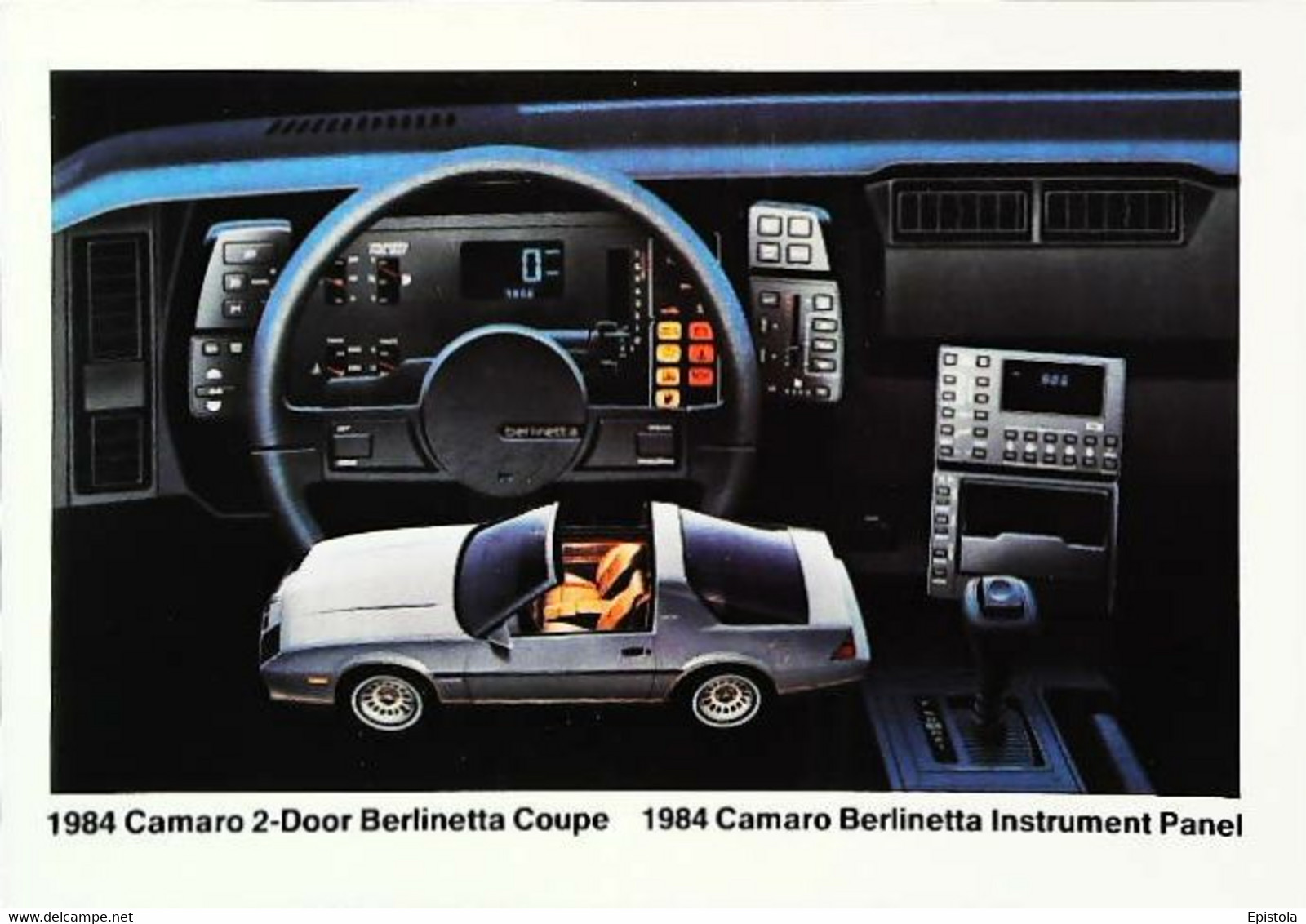 ► CAMARO  Berlinetta 1984 Dashboard - Publicité Automobile Américaine (Litho. U.S.A.) - Roadside - American Roadside