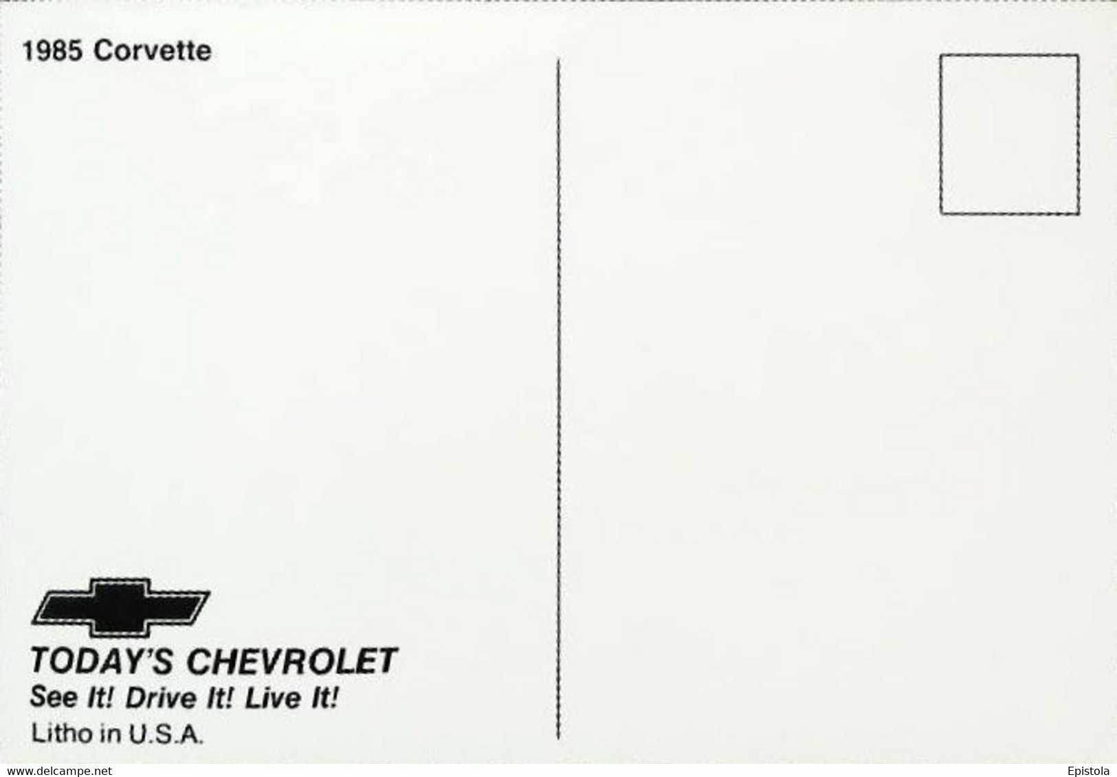 ► CORVETTE Chevrolet 1985 - Publicité Automobile Américaine (Litho. U.S.A.) - Roadside - IndyCar