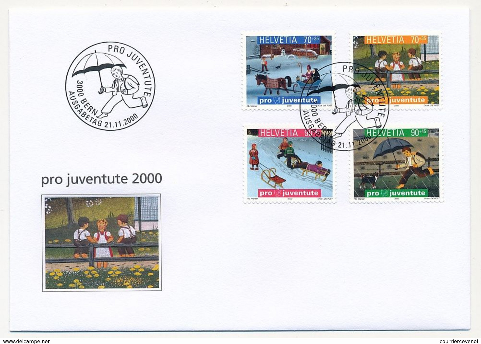 SUISSE -  FDC 2000 - Pro Juventute 2000 - Berne - 21/11/2000 - 5 Enveloppes ( 2 Séries ) - FDC