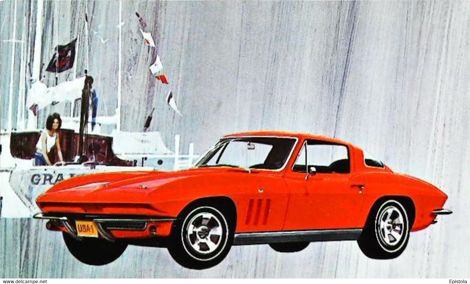 ► CORVETTE Sting Ray  & Sailing 1966 - Publicité Automobile Chevrolet (Litho. U.S.A.) - American Roadside