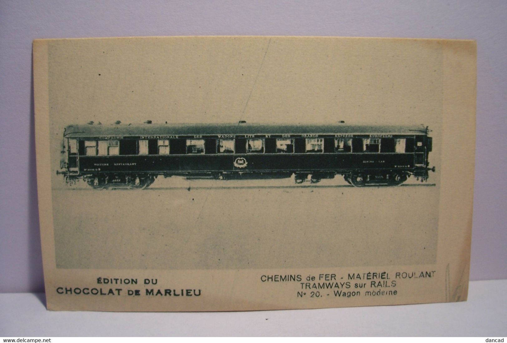 CHROMO  - IMAGE - CHOCOLAT- MARLIEU - CHEMINS DE FER - TRAIN - Wagon  Moderne  - N° 20  -  PUBLICITE - Other & Unclassified