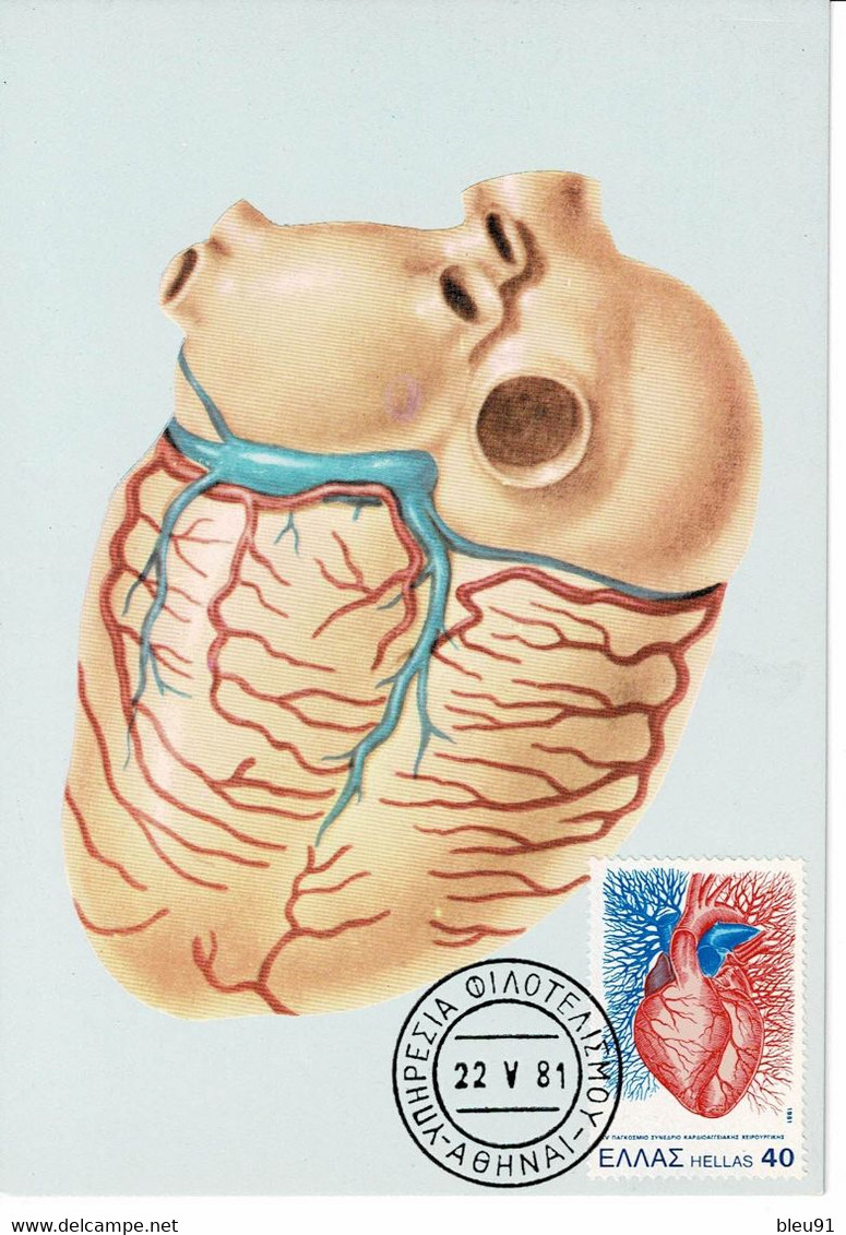 CARTE MAXIMUM GRECE 1981 LES ORGANES HUMAINS - Maximum Cards & Covers