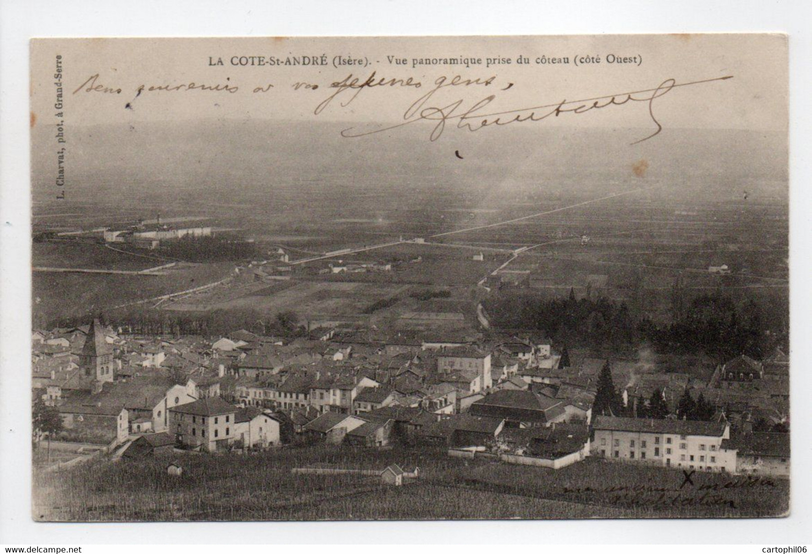 - CPA LA COTE-SAINT-ANDRÉ (38) - Vue Panoramique Prise Du Côteau 1911 (côté Ouest) - Photo L. Charvat - - La Côte-Saint-André