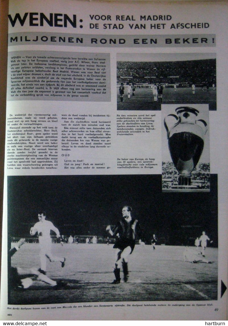 Voetbal (04.06.1964) Real Madrid, Europabeker, AC Milaan, Inter Milaan - Autres & Non Classés