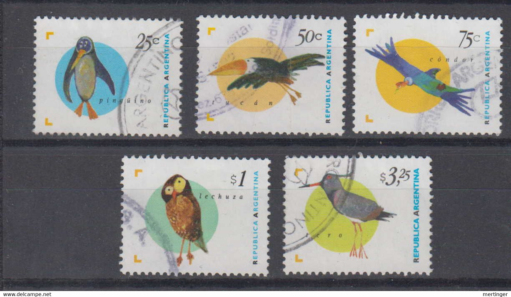 Argentina 5 Bird Stamps Used - Usados