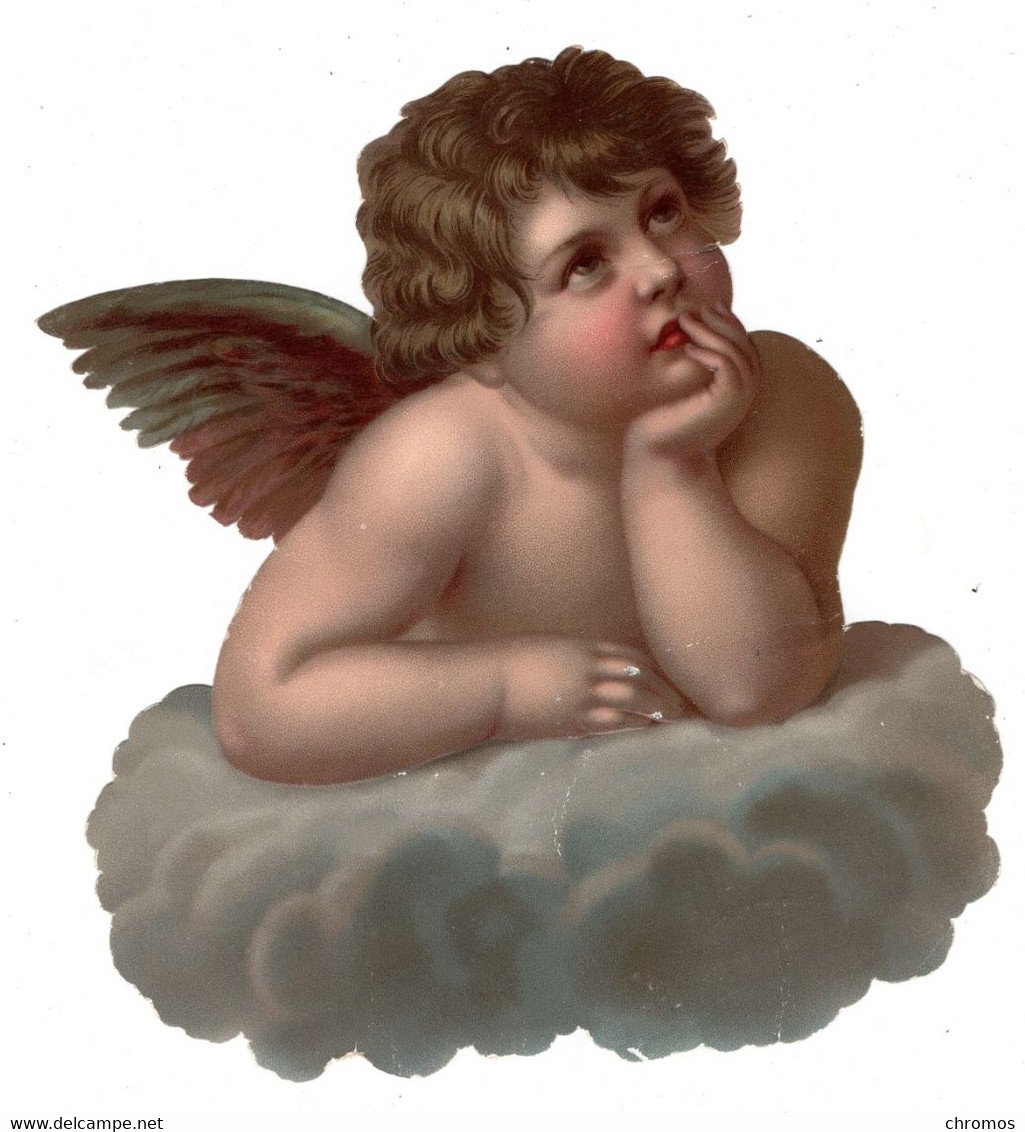 Grande Chromo Découpi, Oblate, Ange, Eingel, Noel, Weihnachten, Env. 20 X 18 Cm - Anges