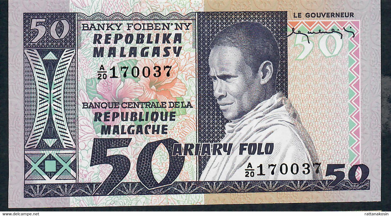 MADAGASCAR P62 50 FRANCS 1974  #A/20    UNC. - Madagaskar