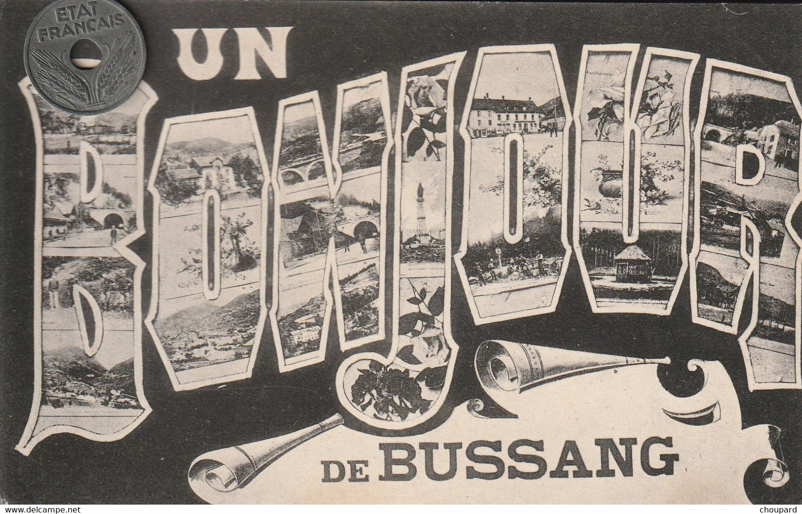 Lot De 5  CPA En Noir Et Blanc ,multi Vues Illustrées  Avec Mini CPA , BUSSANG , BRIVE , POITIERS   , Voir Description - 5 - 99 Postkaarten