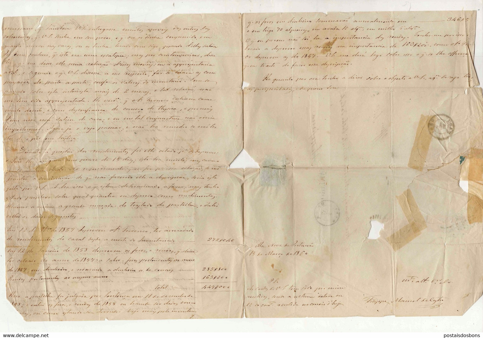 Cx17 A) Portugal Carta Marca Postal 1860 BEJA FARO PORTIMÃO > José Francº Moreira Brito Velho Da Costa Messejana - Autres & Non Classés