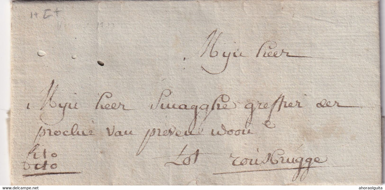 DDY 076 - Lettre Précurseur VEURNE 1777 Vers ROUSBRUGGE - EXPRES (Cito Cito) - RARE Mention De Port à L'intérieur - 1714-1794 (Paises Bajos Austriacos)