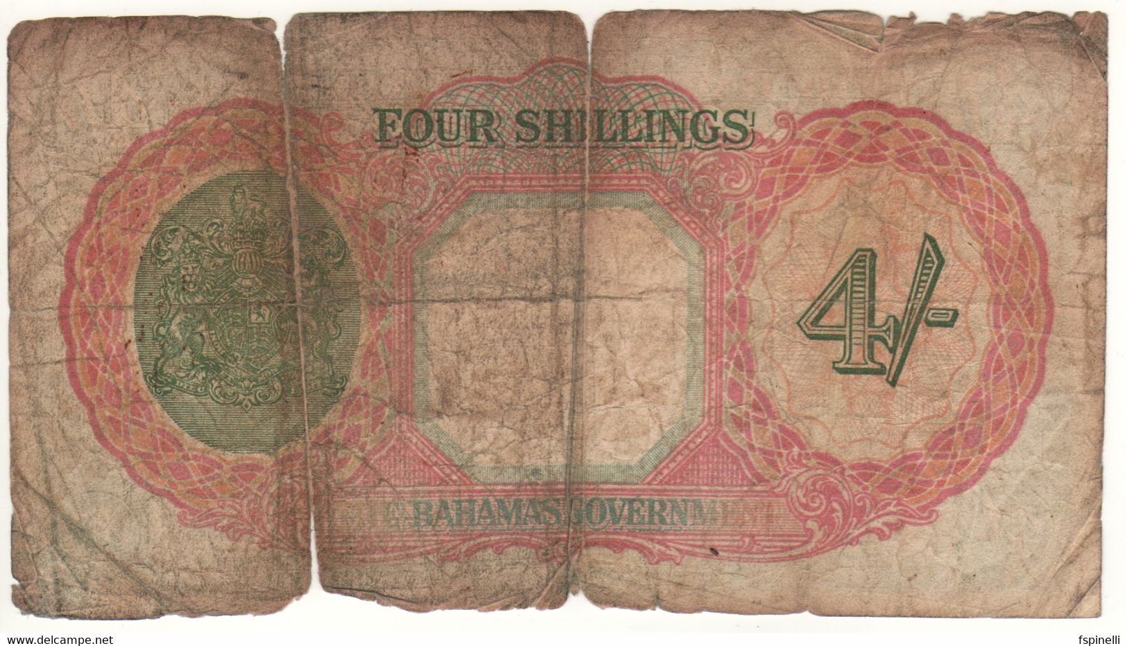 BAHAMAS   4  Shillings    P9e    King George VI    (L. 1936...sign. Commissioner Of Currency ) - Bahamas