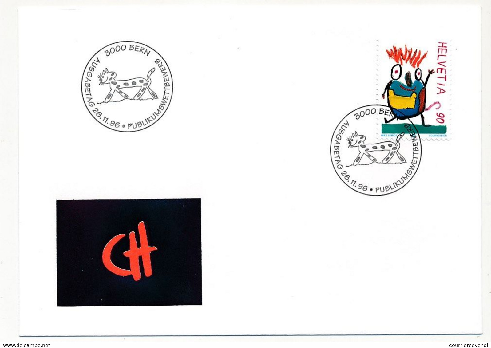 SUISSE -  FDC 1996 - Concours De Dessin - Berne - 29/11/1996 - 5 Enveloppes (2 Séries) - Autres & Non Classés