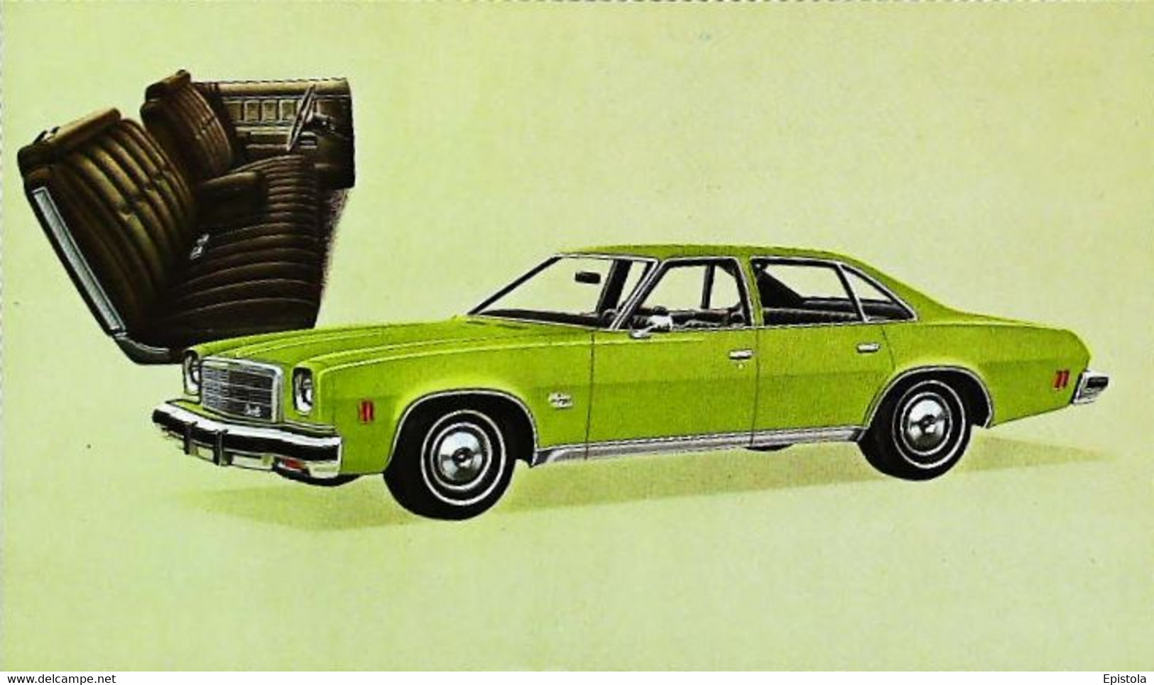 ► CHEVROLET   Malibu  Classic Colonnade Sedan 1974  - Publicité Automobile Chevrolet  (Litho. U.S.A.) - Rutas Americanas