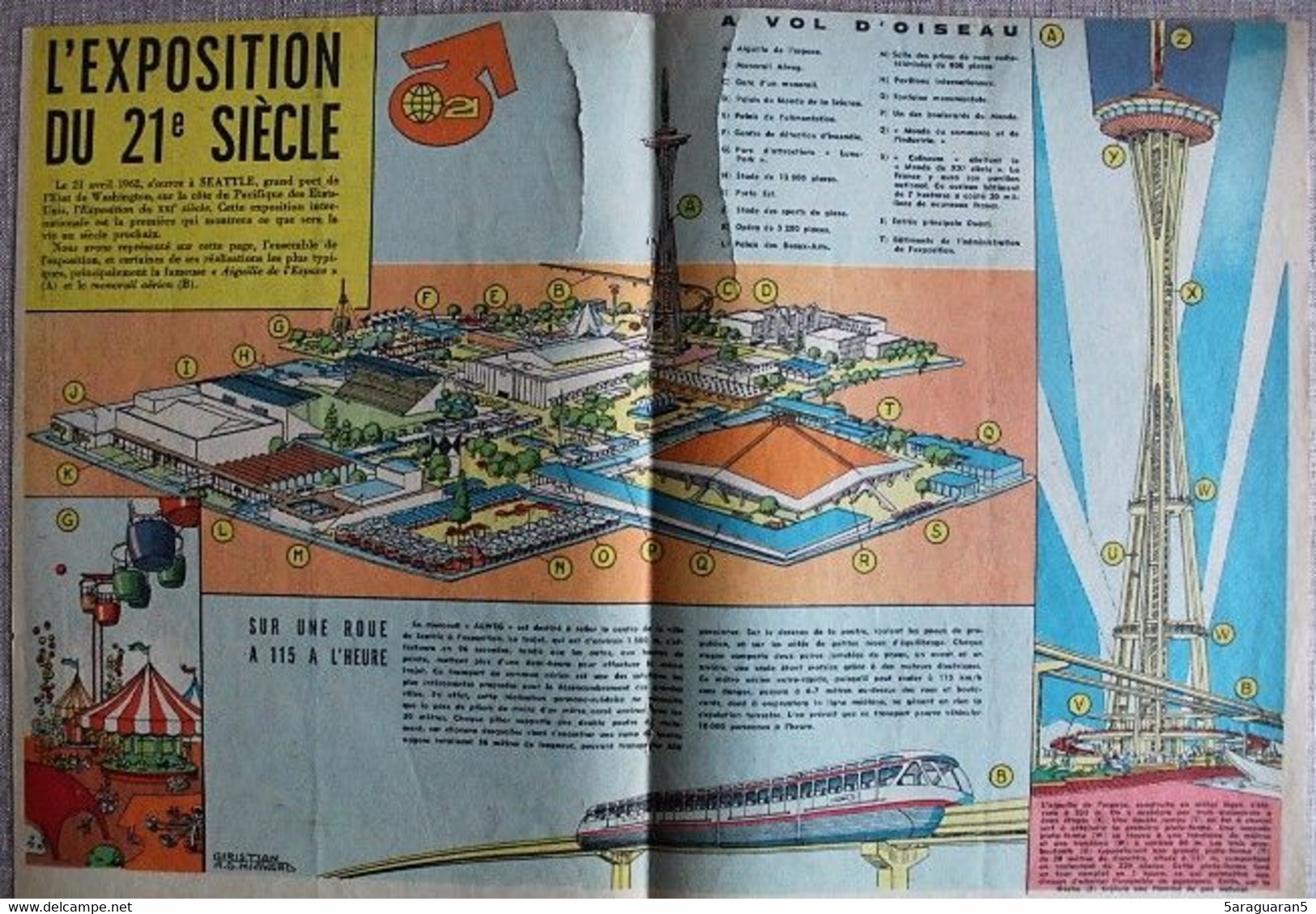 GRAVURE - ENCART DOUBLE PAGES - EXPOSITION INTERNATIONALE DE SEATLE EN 1962 - Other Plans