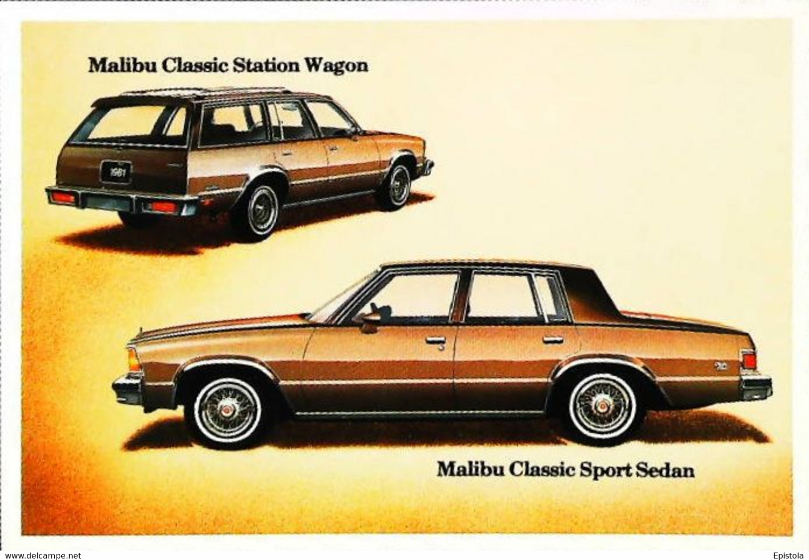 ► CHEVROLET   Malibu  Classic   1981  - Publicité Automobile Chevrolet  (Litho. U.S.A.) - American Roadside