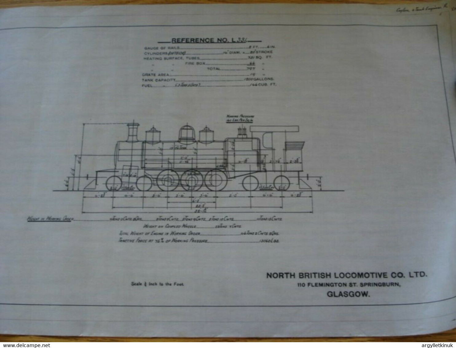 CEYLON GOVERNMENT RAILWAYS 1908 ENGINEER'S LOCOMOTIVE - Autres Plans