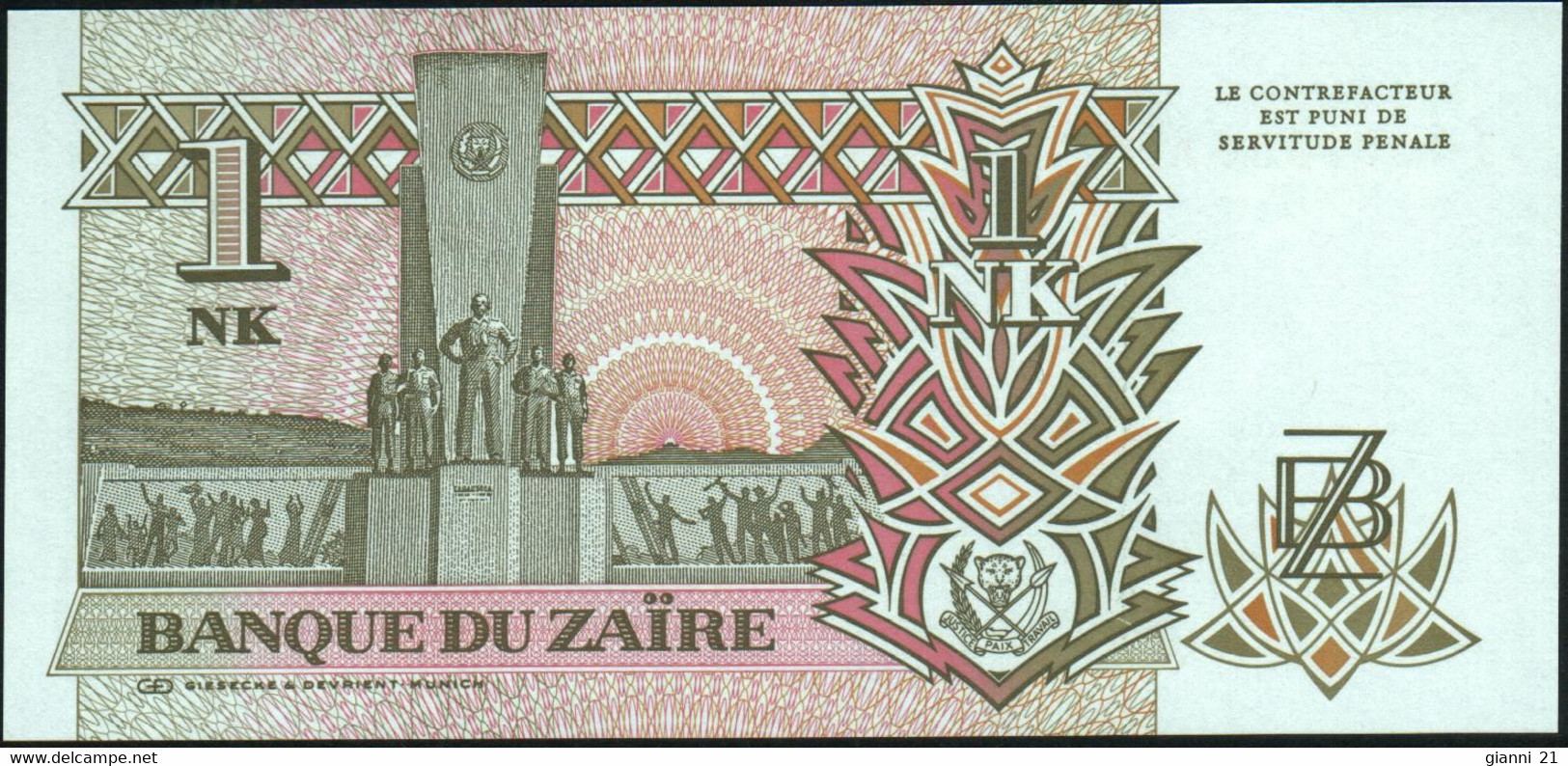 ♛ ZAIRE - 1 Nouveau Likuta 24.06.1993 {Mobutu} UNC P.47 - Zaire