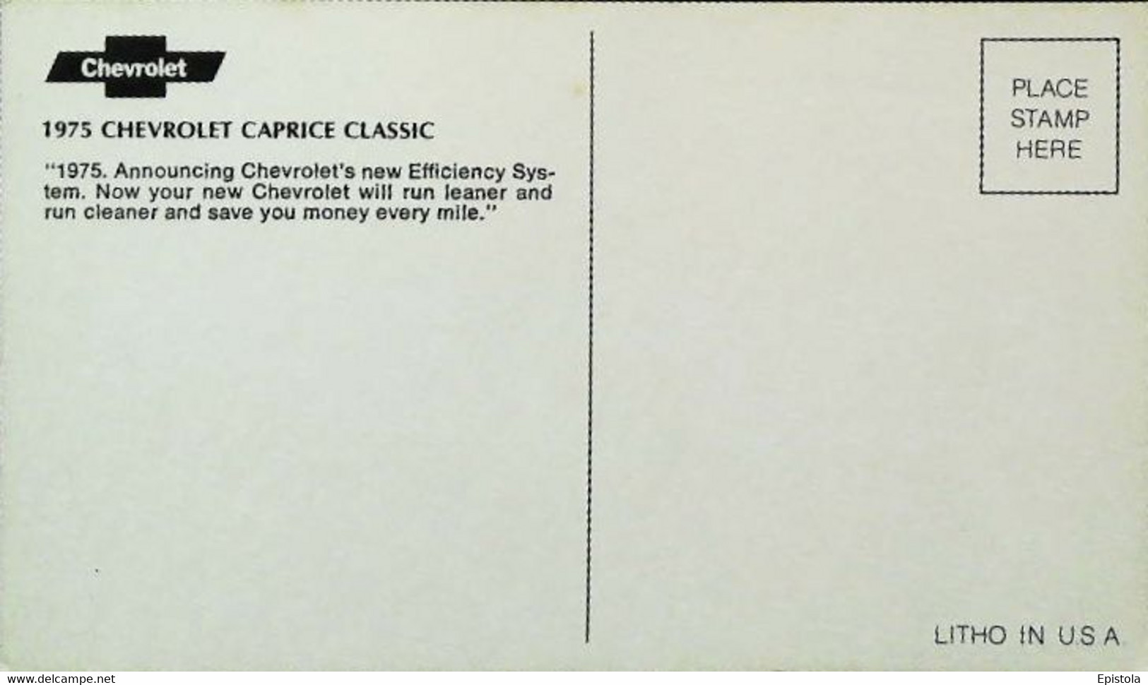 ► CHEVROLET Caprice Classic 1975  - Publicité Automobile Chevrolet   (Litho. U.S.A.) - American Roadside
