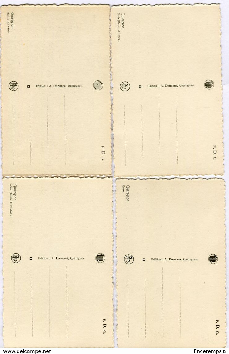 CPA - 4 Cartes Postales - Belgique - Quaregnon - Ecole - Stade De Foot - Stade Tennis - Bureau De Poste (D14804) - Quaregnon