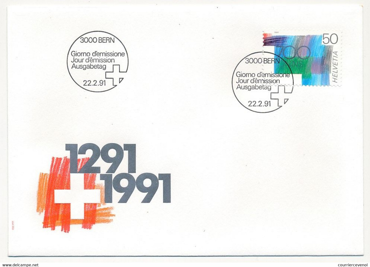 SUISSE -  FDC 1991 - 700 Ans... 1291-1991 - BERNE - 22/2/1991 - 5 Enveloppes (2 Séries) - FDC