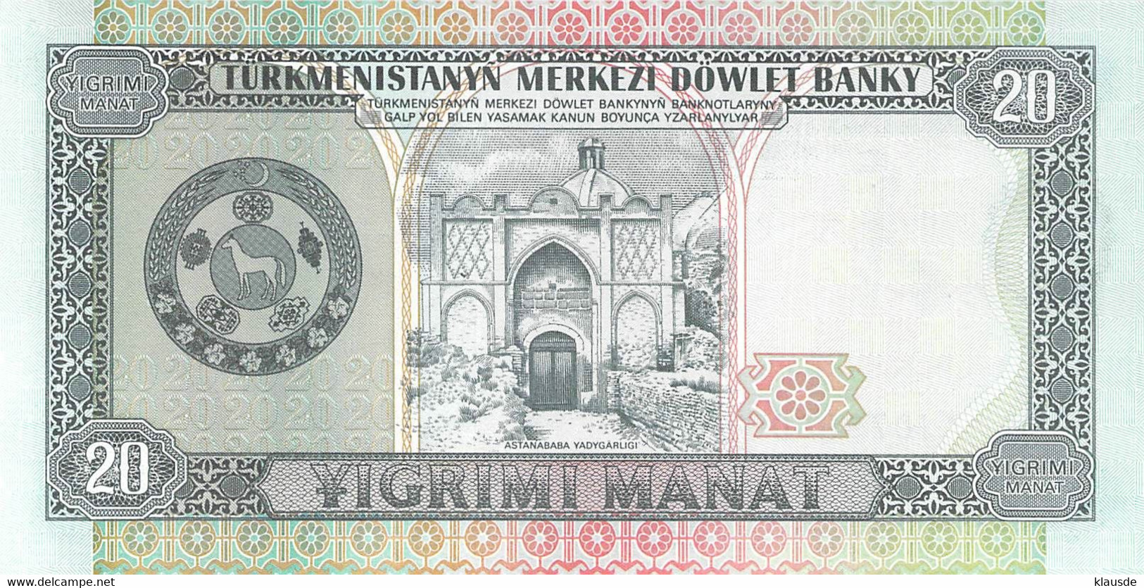 20 Manat Turkmenistan 1995 UNC - Turkmenistan