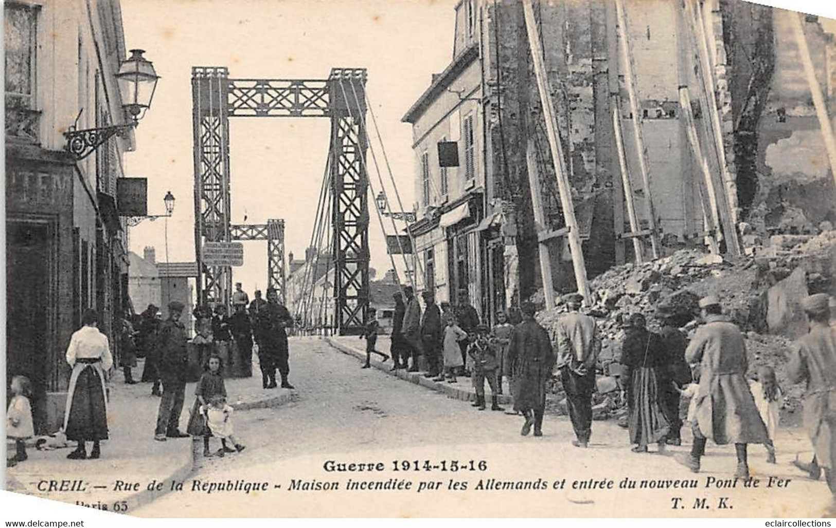 Creil           60          Guerre 14/18 Maisons Incendiées Par Les Allemands    Rue De La République        (voir Scan) - Creil