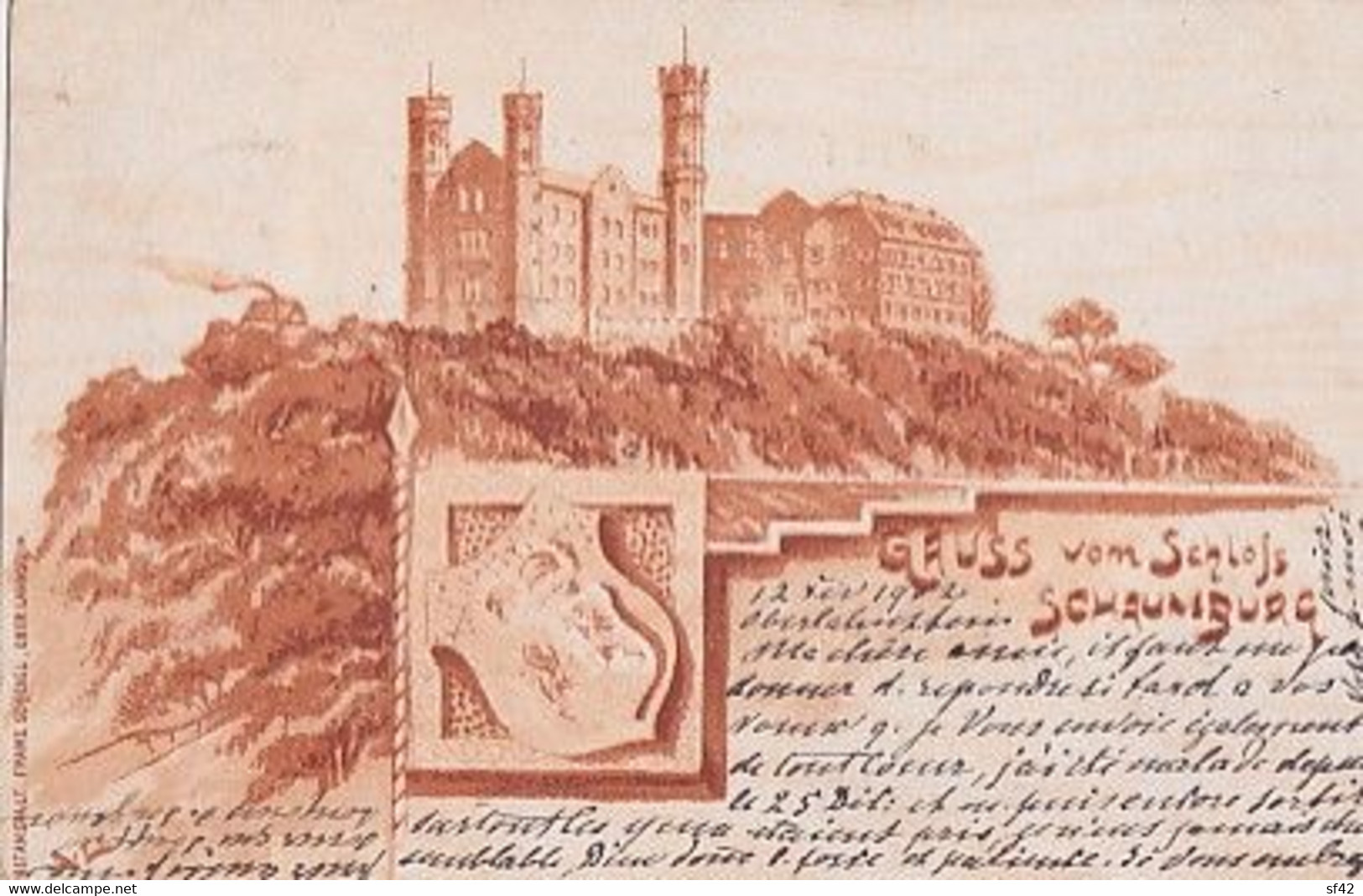 GRUSS VOM SCHLOSS   SCHAUMBURG    LITHO       PRECURSEUR - Schaumburg