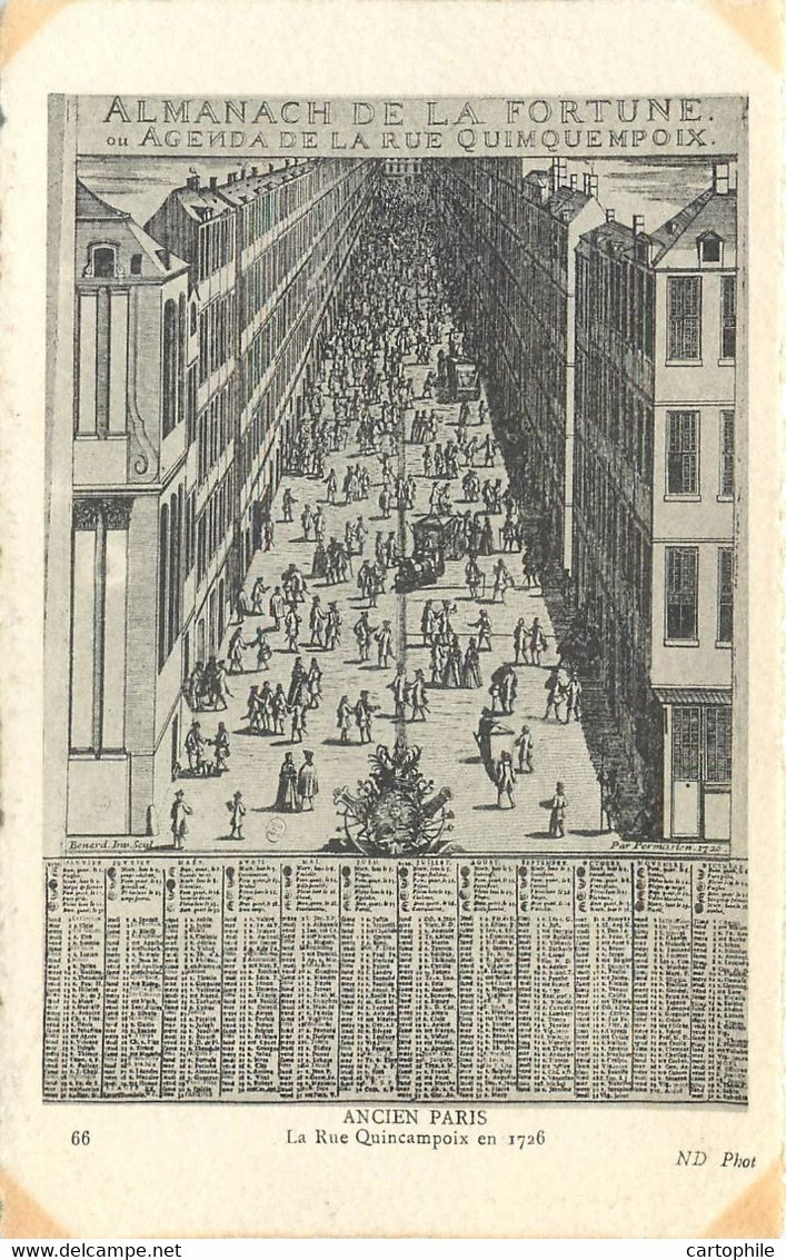 75 - PARIS - Ancien Paris - L'almanach De La Rue Quincampoix En 1726 - Lots, Séries, Collections