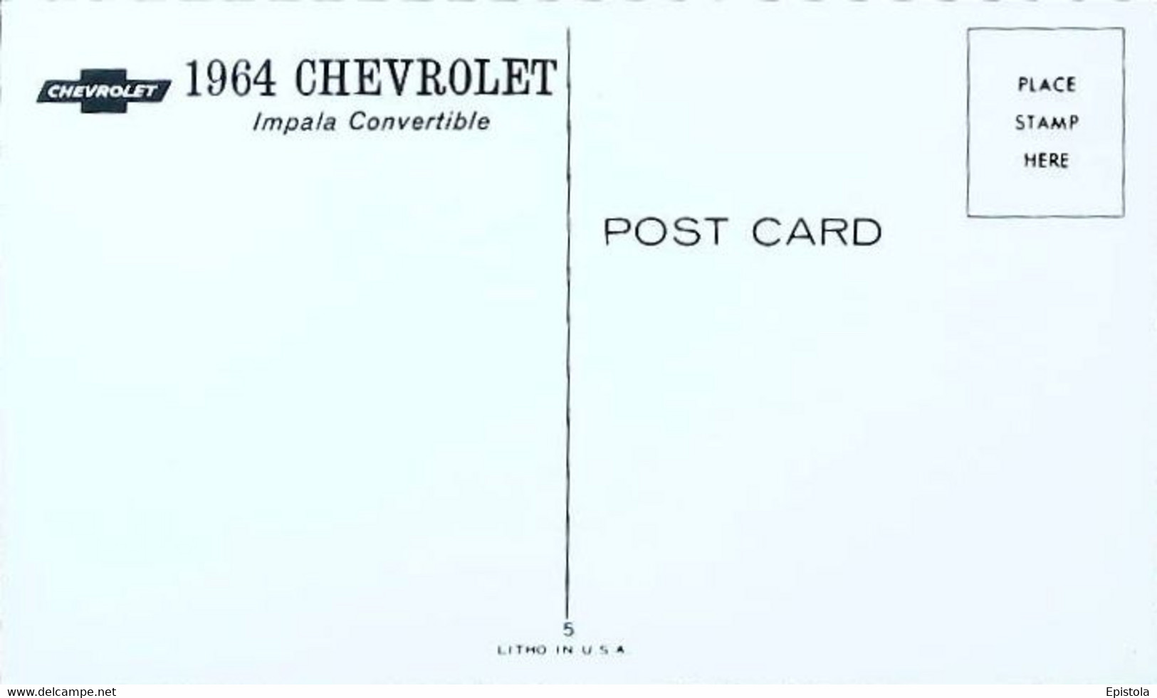 ► CHEVROLET Impala Convertible 1964  - Publicité Automobile Chevrolet   (Litho. U.S.A.) - American Roadside